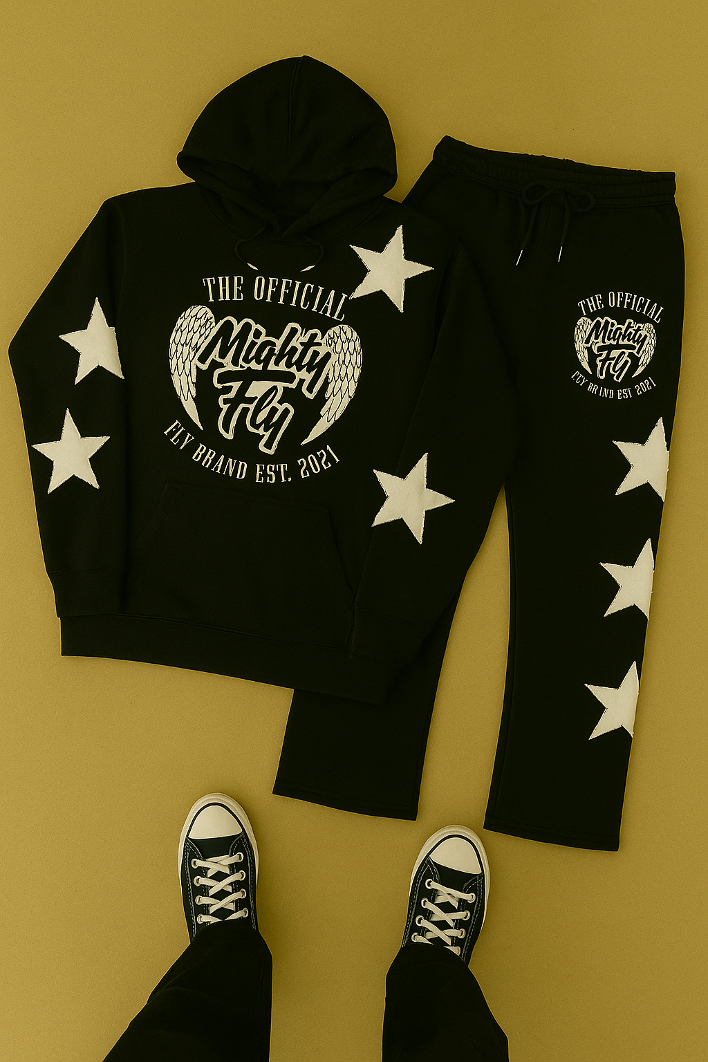 Mighty Fly (Black & White) Stars Jogger Set