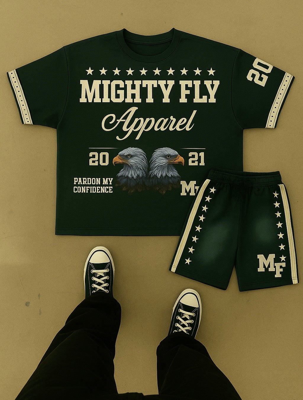 Mighty fly “Only the strong survive “ shorts set