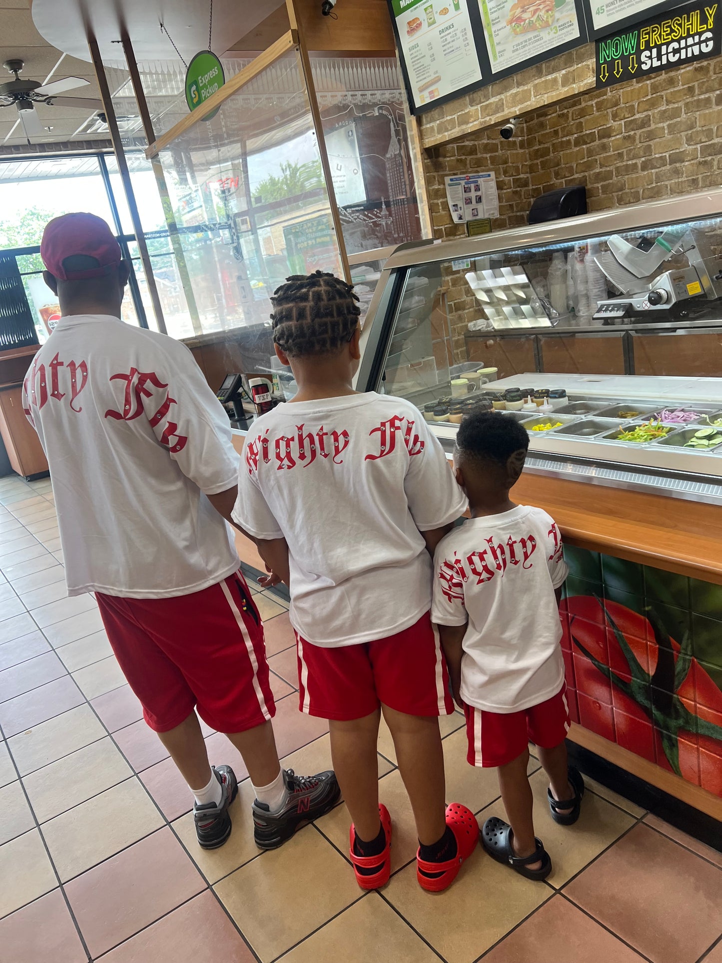 Mighty Fly (MF Rhinestone) Shorts Set Red/White (Kids)