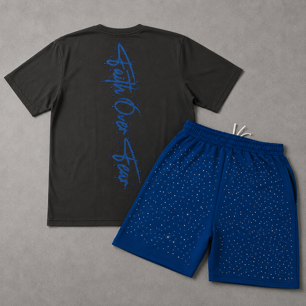 Angel Rhinestone Shorts Set