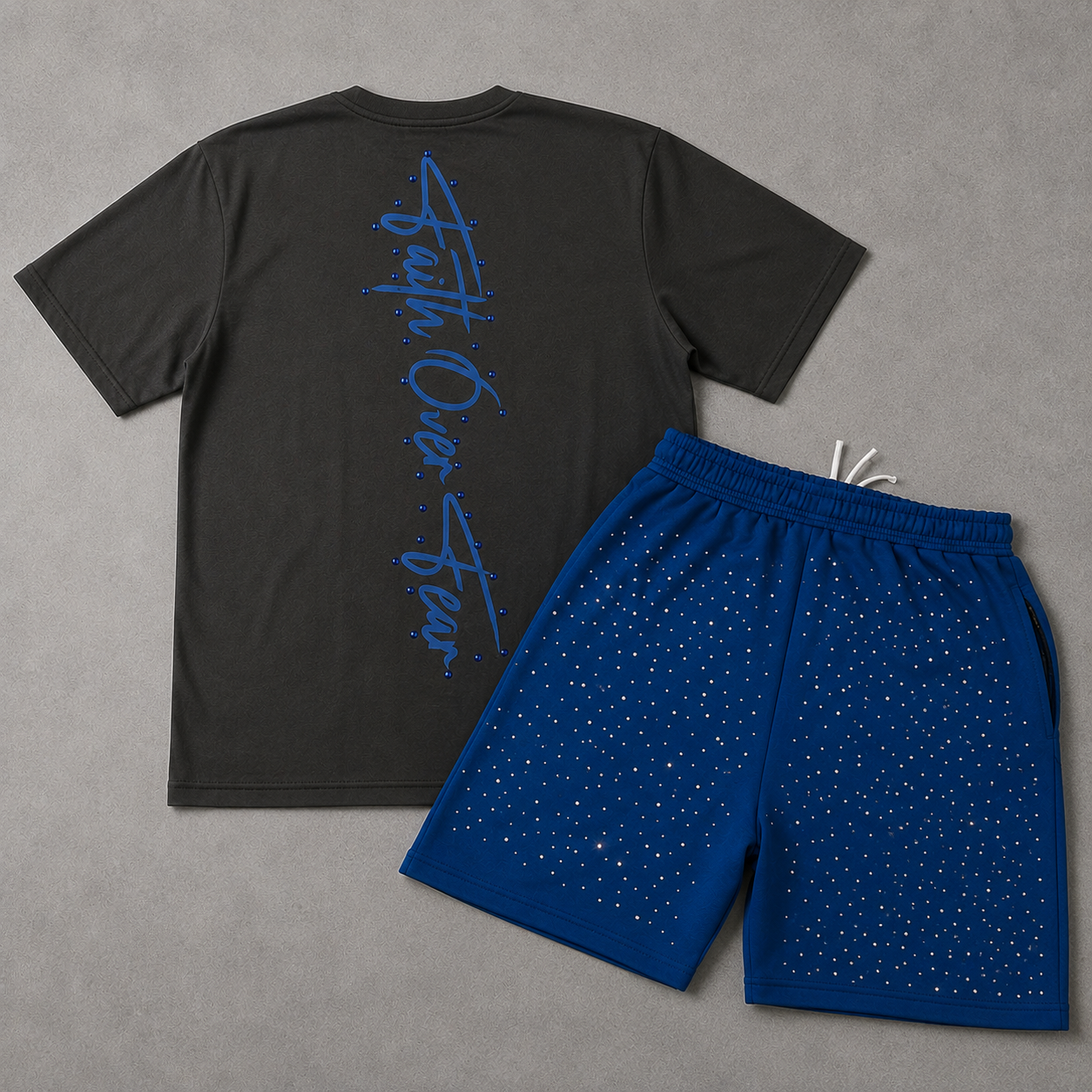 Angel Rhinestone Shorts Set