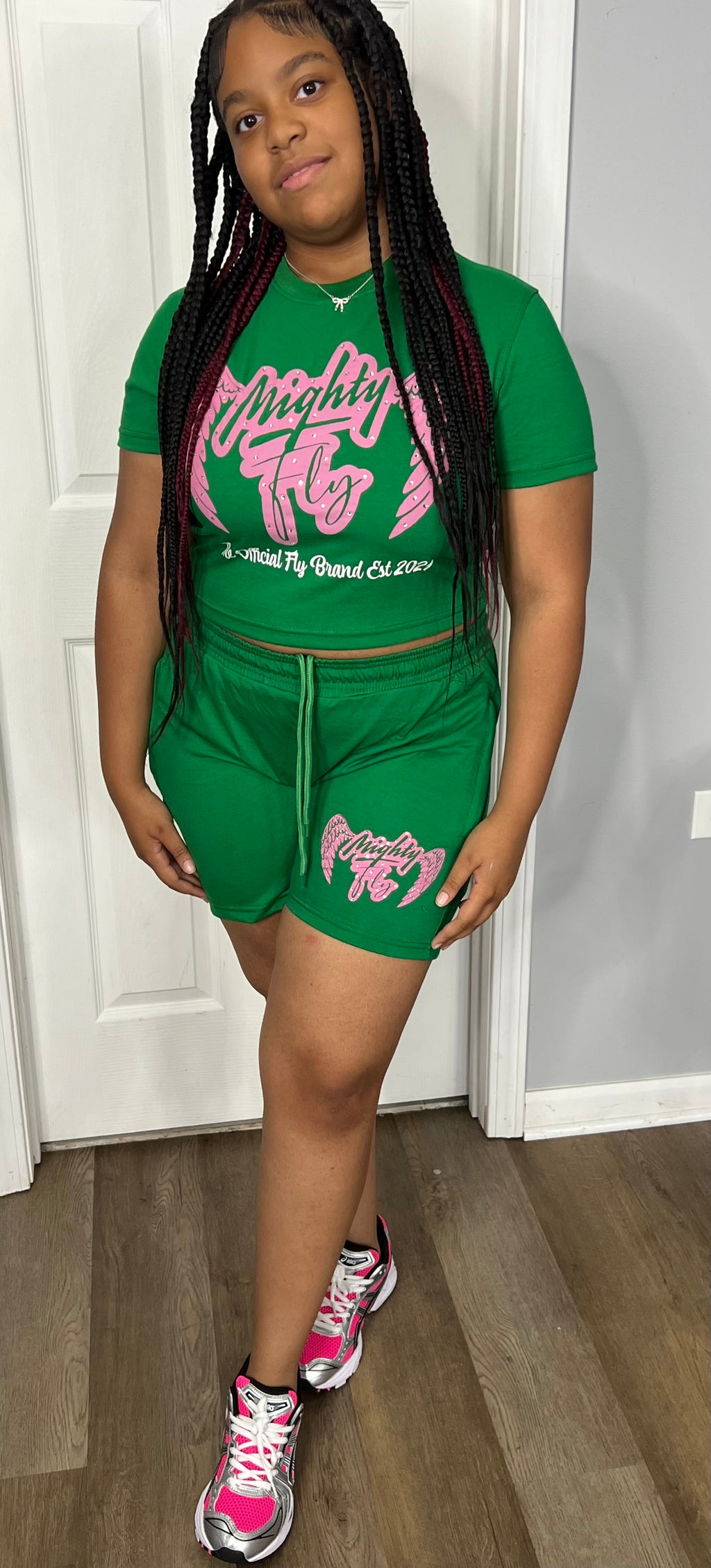 Mighty Fly Ladies Crop Tee and Shorts Set