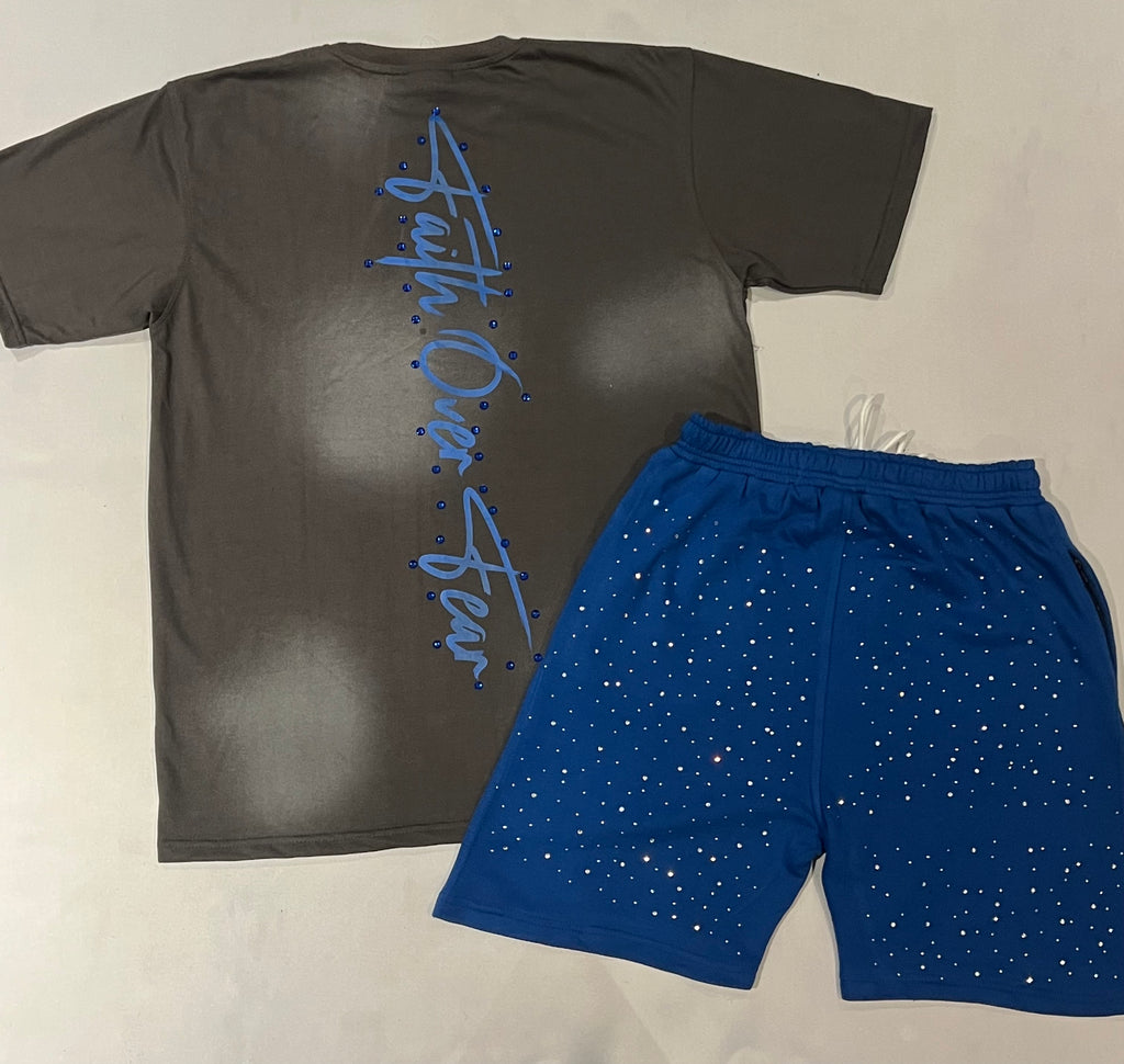 Angel Rhinestone Shorts Set