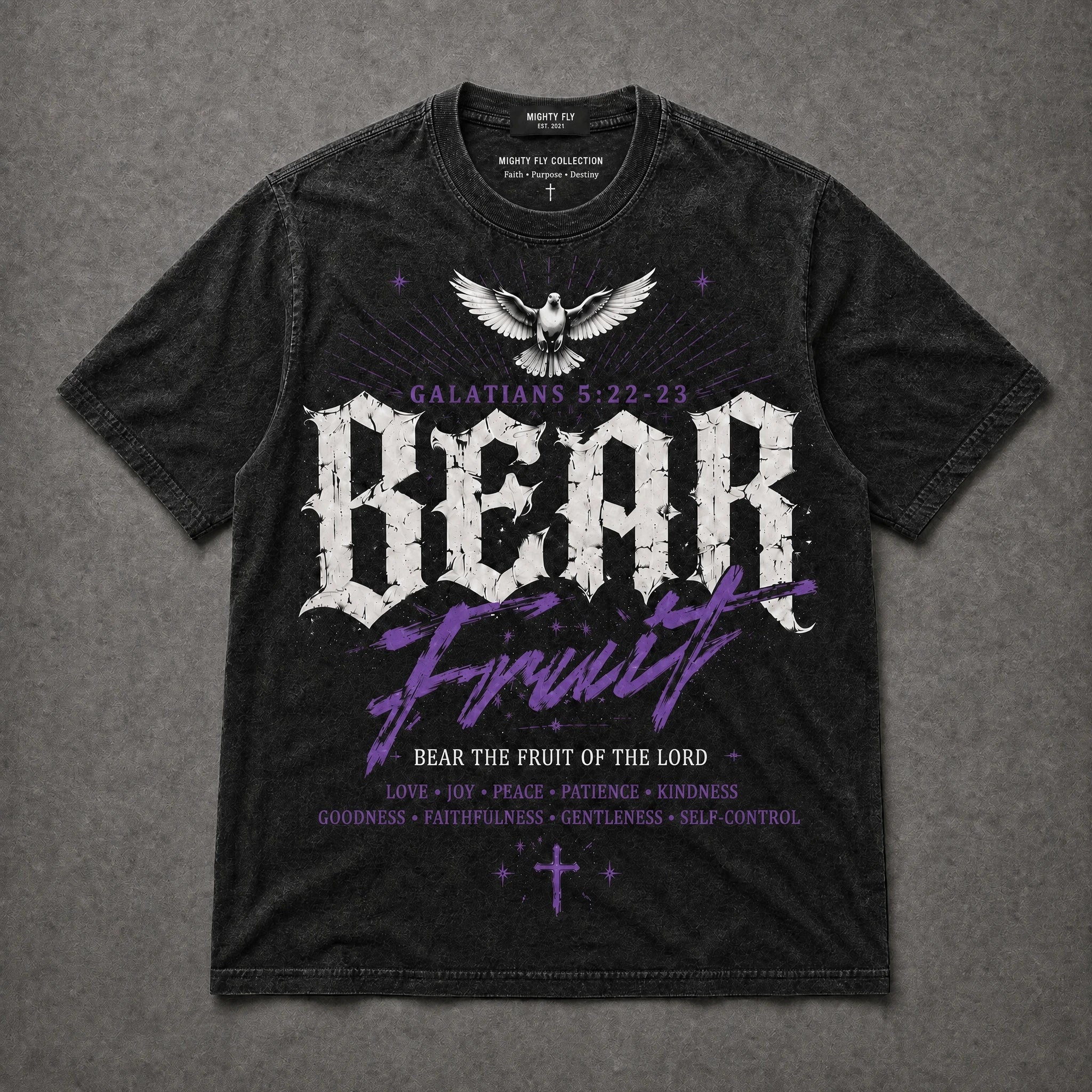 Bear Fruit Tee (Washed Black/Purple)