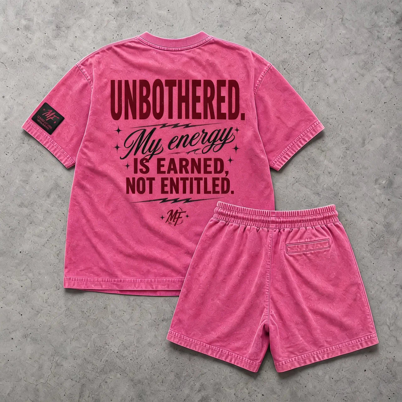 Choose Your Peace boxy tee and shorts set (washed pink)