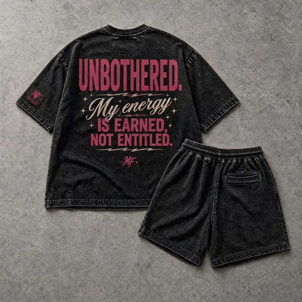 Choose Your Peace boxy tee and shorts set (washed black)