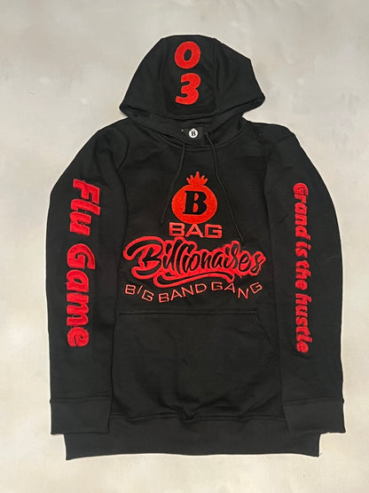 Bag Billionaires "Flu Game" 12's Hoodie Black/w Red logo