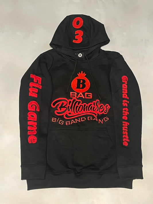 Bag Billionaires "Flu Game" 12's Hoodie Black/w Red logo