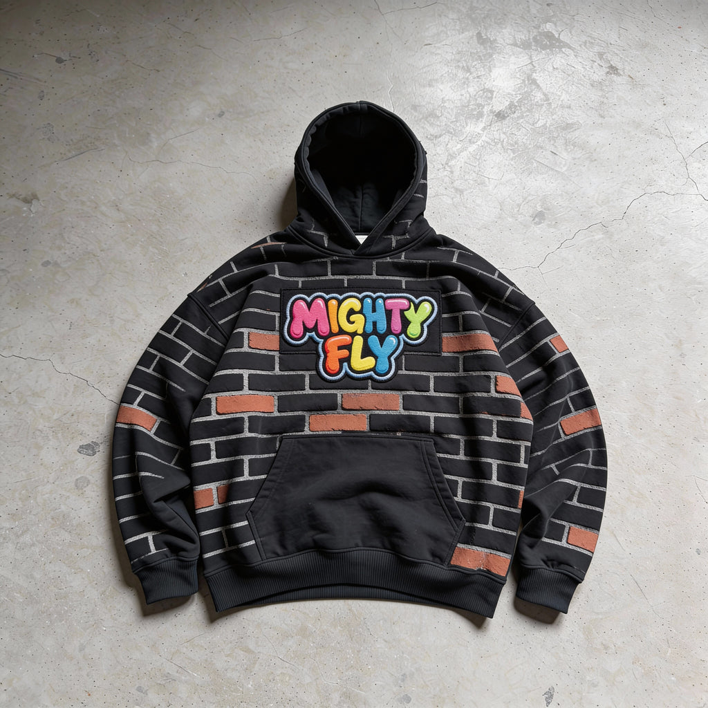 Bubble Letter Mighty Fly (Bricks) Hoodie