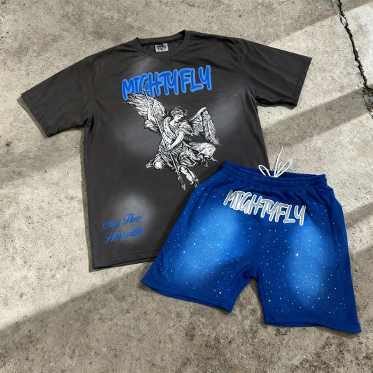 Mighty Fly (Rhinestone) Shorts Set